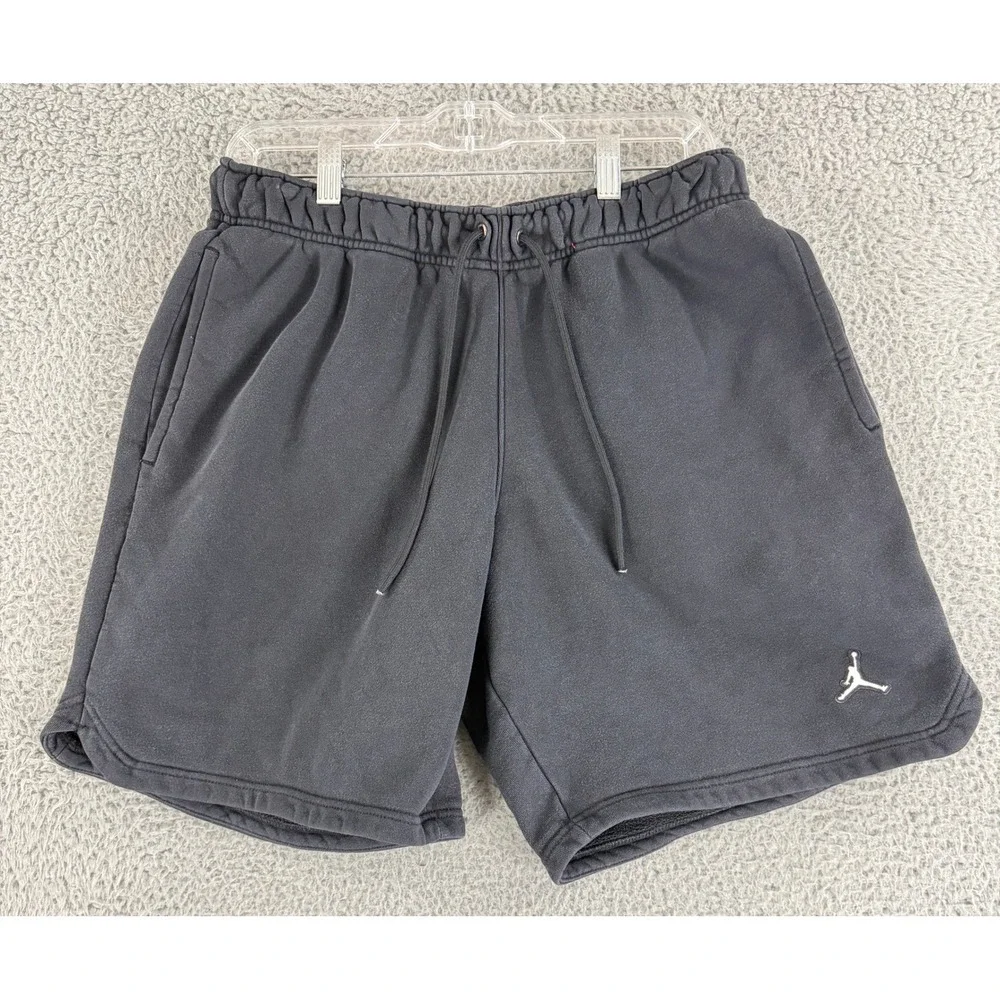 Jordan Fleece Shorts Mens M Black Jumpman Logo Drawstring Pockets‎ Athletic
